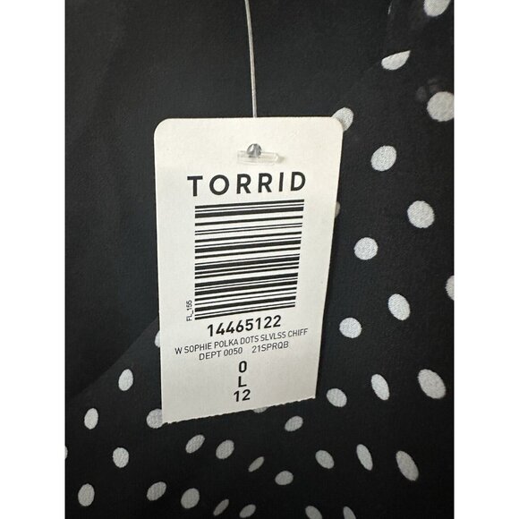 Torrid Sophie Black Polka Dot Sleeveless Chiffon Tank Shirt Size Large (0) - Picture 2 of 7